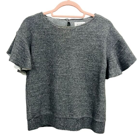 McGuire Bella Tee Blouse Liberty Gray Ruffled Short Sleeve Top Size Small - Picture 3 of 9